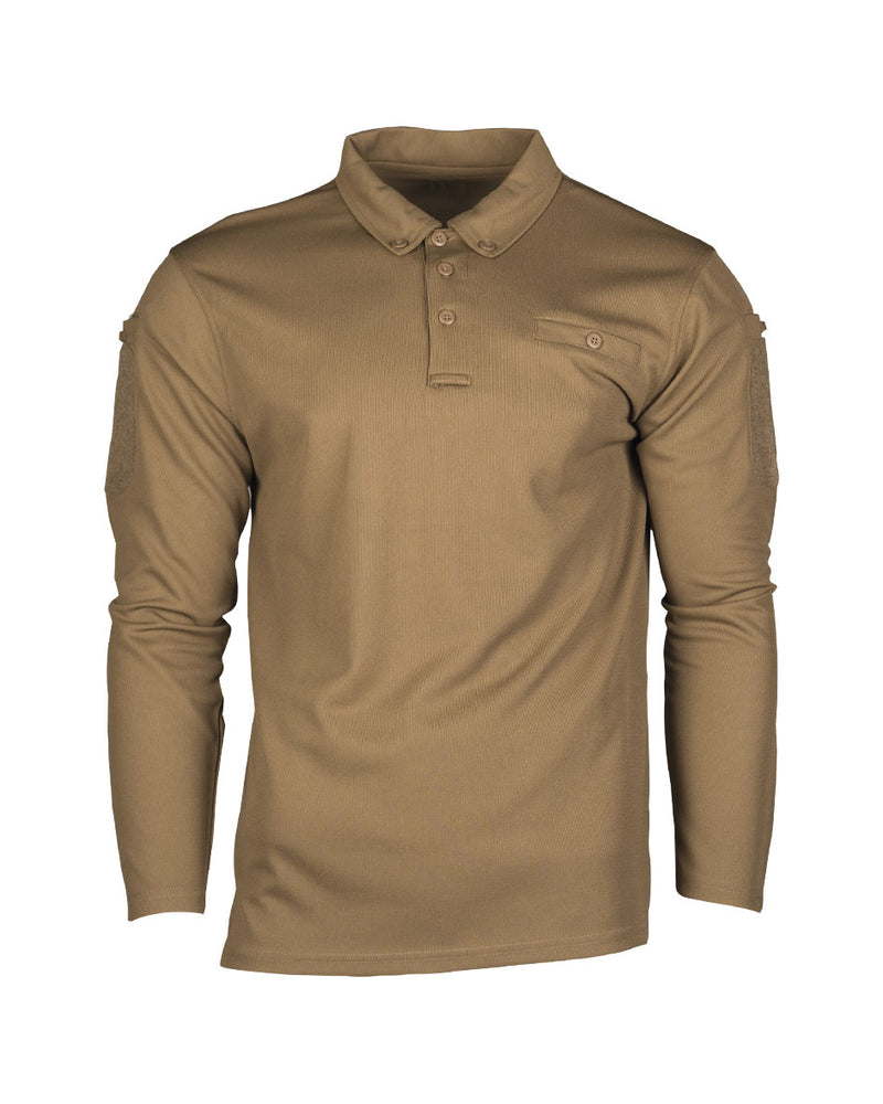 Polo tactique manches longues Mil-Tec en polyester à séchage rapide avec poches de bras