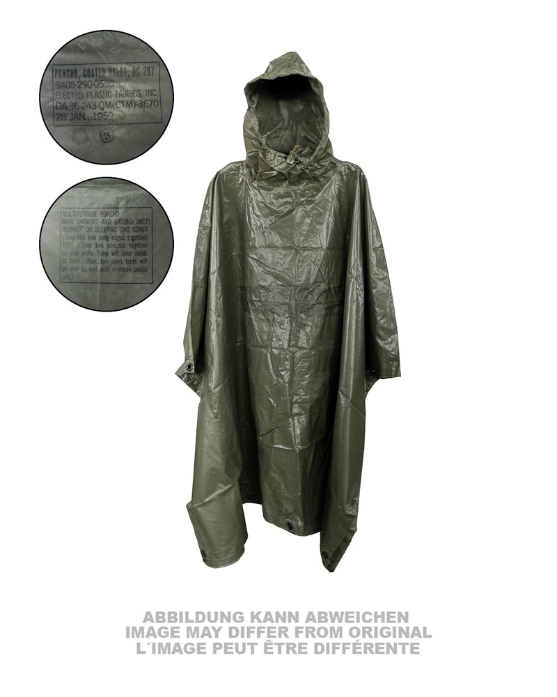 Poncho militaire type US modèle 1959 en nylon, pièce déjà utilisée, lot de 2