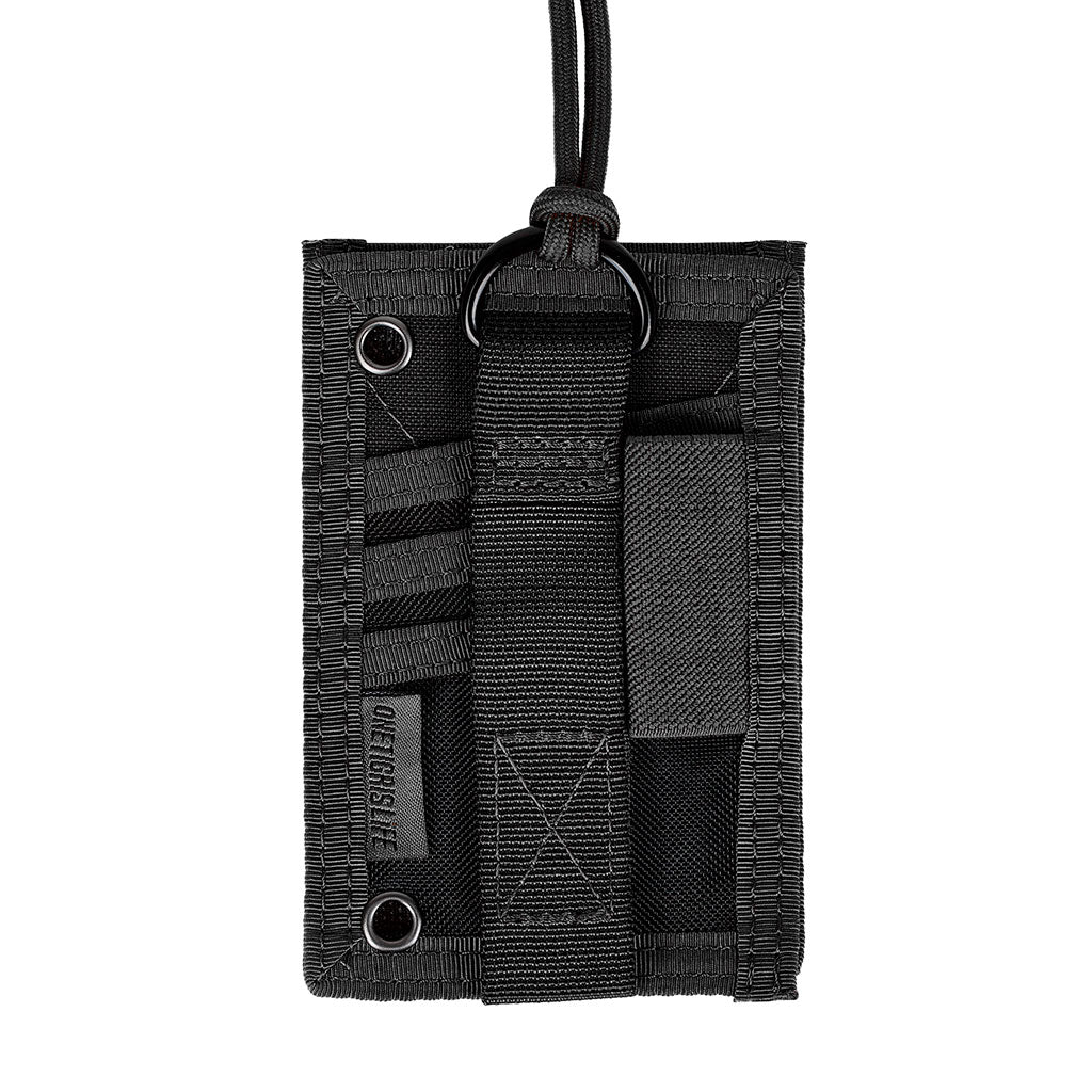 Porte-badge Ares en nylon 1000D à trois compartiments et lanière tour de cou détachable