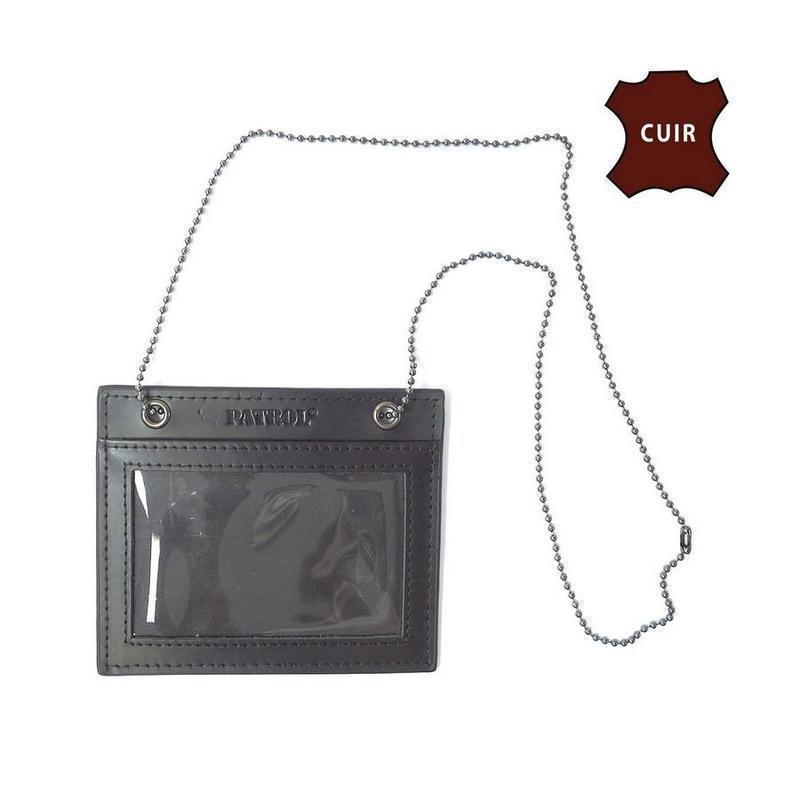 Porte - carte FDO CUIR + CHAÎNE Patrol Equipement - Noir - Welkit.com