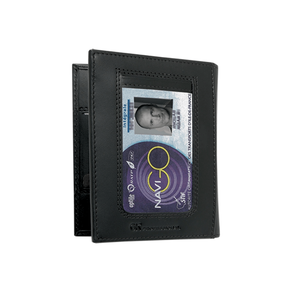 Porte-cartes horizontal GK Pro FDO 2 volets cuir Navigo et médaille 125 × 105 mm
