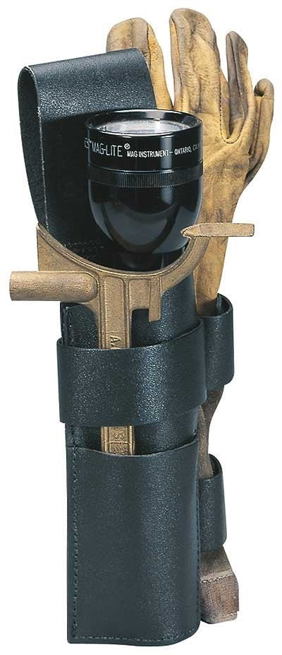 Porte-lampe en cuir épais pour lampe gant et tricoise de sapeur-pompier