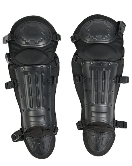 Protège-tibia Mil-Tec Anti Riot à coque polyéthylène, mousse EVA et fermetures rapides