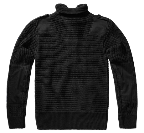 Pull Brandit Alpine grosse maille polyacrylique col boutonné renforts coudes et épaules