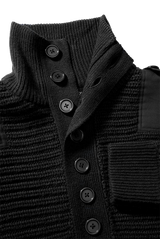 Pull Brandit Alpine grosse maille polyacrylique col boutonné renforts coudes et épaules