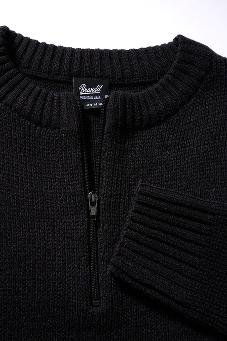 Pull Brandit Army en maille polyacrylique col rond à fermeture éclair et bords côtes