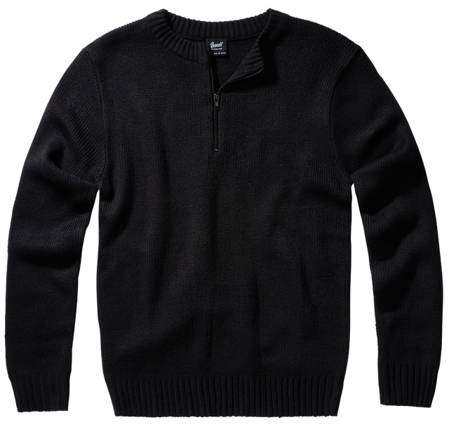 Pull Brandit Army en maille polyacrylique col rond à fermeture éclair et bords côtes