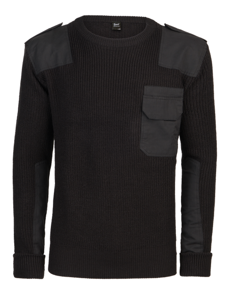 Pull Brandit BW en maille polyacrylique renforts coton épaules et coudes poche poitrine