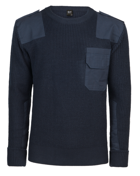 Pull Brandit BW en maille polyacrylique renforts coton épaules et coudes poche poitrine
