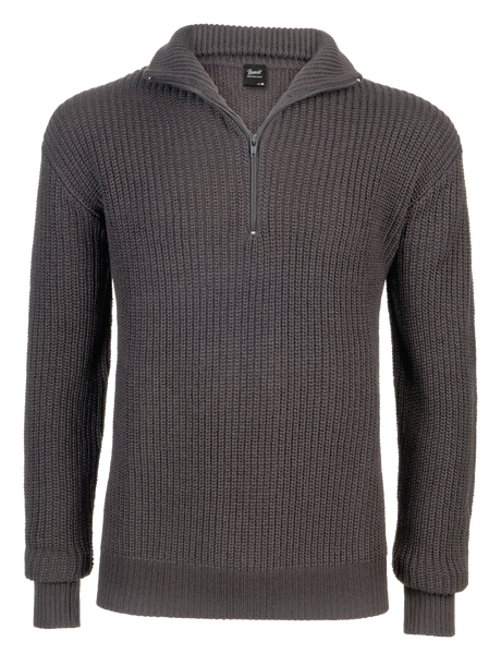 Pull Brandit Marine Troyer en maille polyacrylique col épais à fermeture éclair