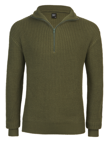 Pull Brandit Marine Troyer en maille polyacrylique col épais à fermeture éclair