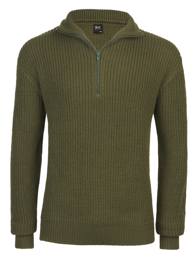 Pull Brandit Marine Troyer en maille polyacrylique col épais à fermeture éclair