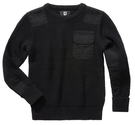 Pull enfant Brandit BW coudes et épaules renforcés poche de poitrine auto-agrippante
