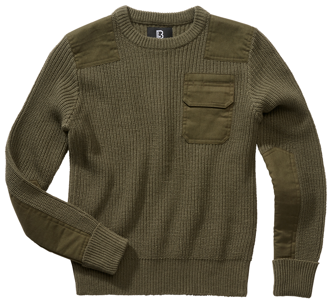 Pull enfant Brandit BW coudes et épaules renforcés poche de poitrine auto-agrippante