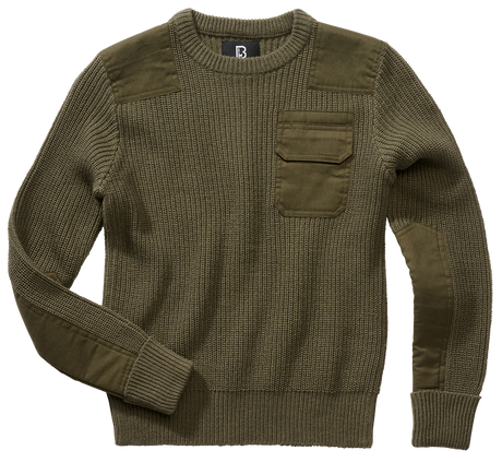Pull enfant Brandit BW coudes et épaules renforcés poche de poitrine auto-agrippante