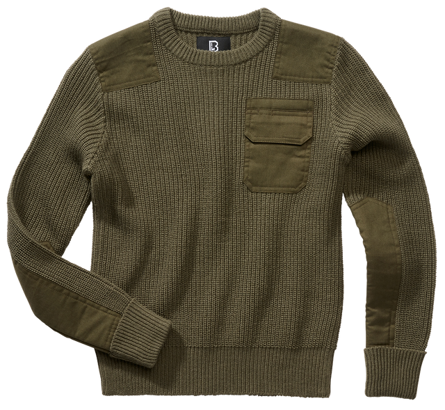Pull enfant Brandit BW coudes et épaules renforcés poche de poitrine auto-agrippante
