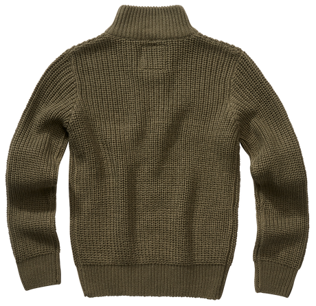 Pull enfant Brandit Marine Troyer maille acrylique col montant à glissière bords côtes