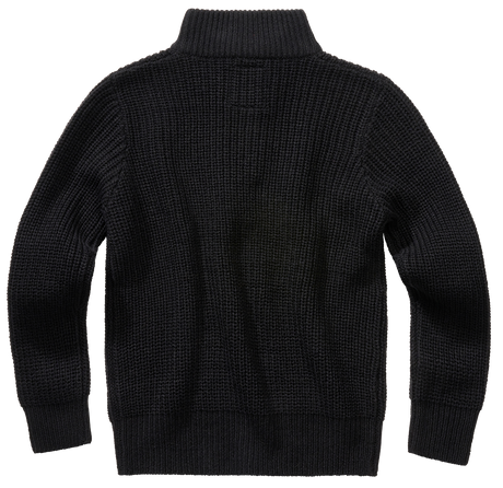Pull enfant Brandit Marine Troyer maille acrylique col montant à glissière bords côtes