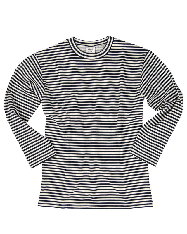 Pull marin rayé Mil-Tec en coton version hiver à intérieur gratté coupe droite