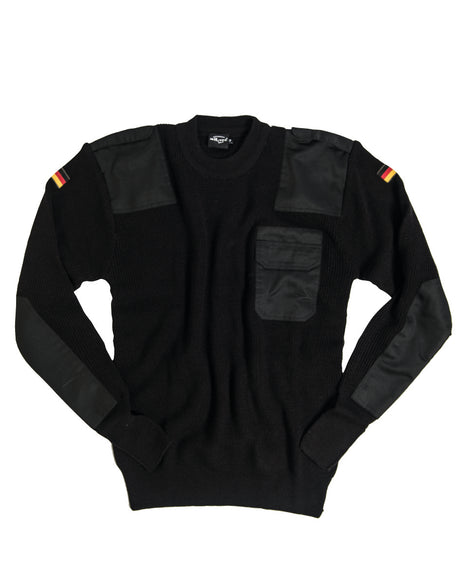 Pull type Bundeswehr Mil-Tec en laine 80 % coudes renforcés et poche de poitrine