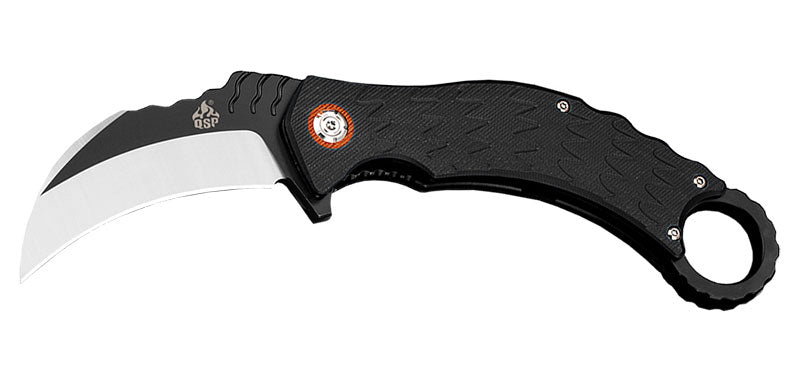 Couteau pliant QSP Eagle acier D2 lame 77 mm lame karambit fil lisse