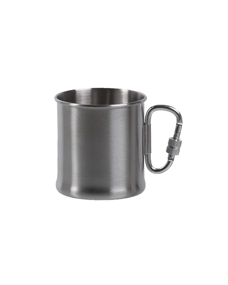 Quart Mil-Tec en acier inoxydable 250 ml avec anse mousqueton diamètre 7,6 cm 90 g