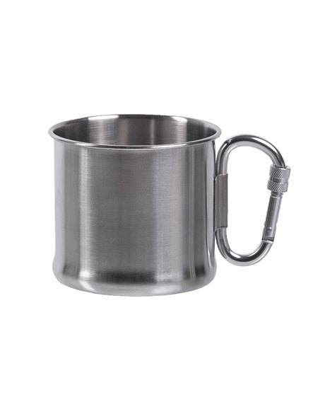 Quart Mil-Tec en acier inoxydable 500 ml avec anse mousqueton 100 g pour bivouac