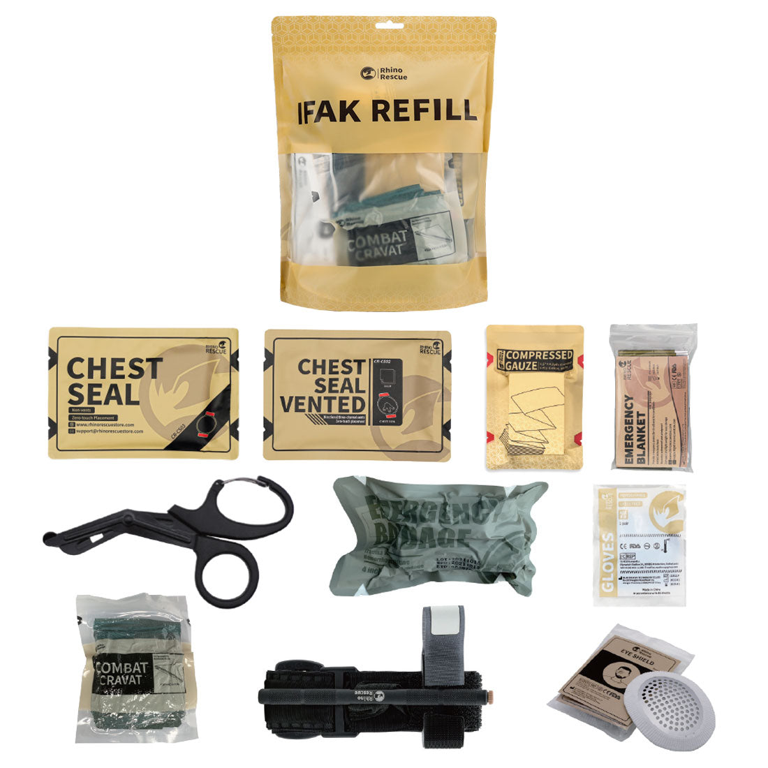 Recharge pour trousse de secours IFAK Rhino Rescue 10 pièces, CE – Welkit
