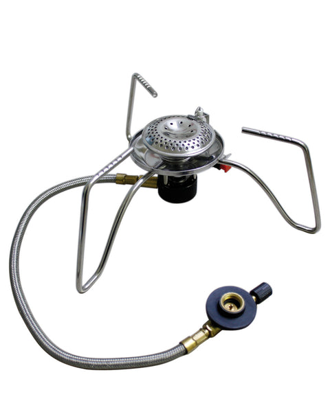 Réchaud à gaz Mil-Tec pliable aluminium et acier inoxydable 3500 W tuyau 36 cm