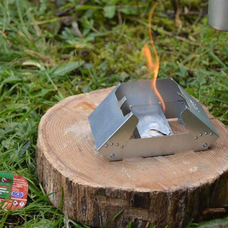 Réchaud pliant BCB FireDragon à pare-vent avec 6 tablettes de combustible et pierre à feu