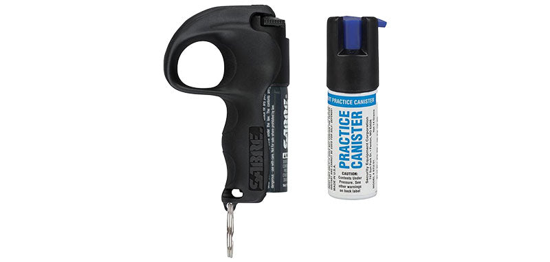 Kit aérosol lacrymogène Sabre Red Quick Grip avec boucle de doigt et spray d'entraînement