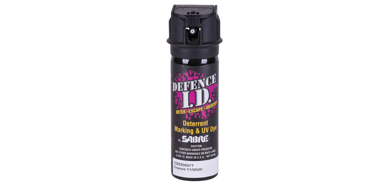 Spray marqueur Sabre Red Defence I.D. 66 ml colorant violet et traceur UV 20 giclées