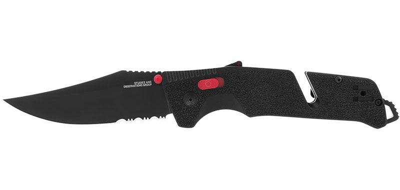 Couteau pliant SOG Trident AT crant acier CRYO D2 lame 94 mm lame clip point