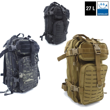 Sac à dos 27 L Assault Pack polyester 600D MOLLE à découpe laser