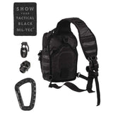 Sac à dos d'assaut mono-bretelle Mil-Tec 10 litres polyester enduit polyuréthane avec mousqueton ABS et patch amovible