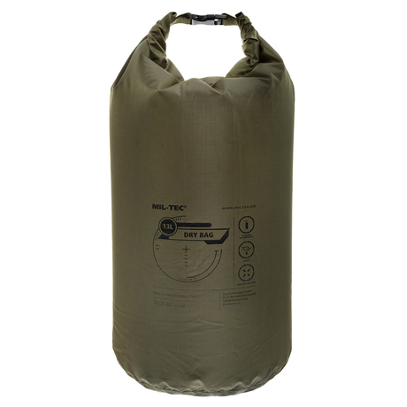 Sac étanche Mil-Tec Dry Bag 13L polyester 210T enduit PU 60 g colonne d'eau 5 000 mm