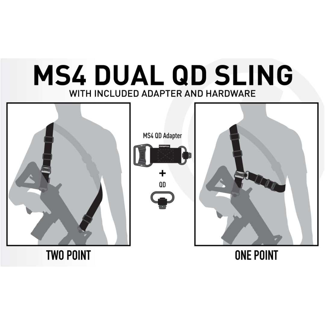 Sangle d'arme MS4 Dual QD Gen2 Magpul convertible nylon 3,2 cm anneau acier