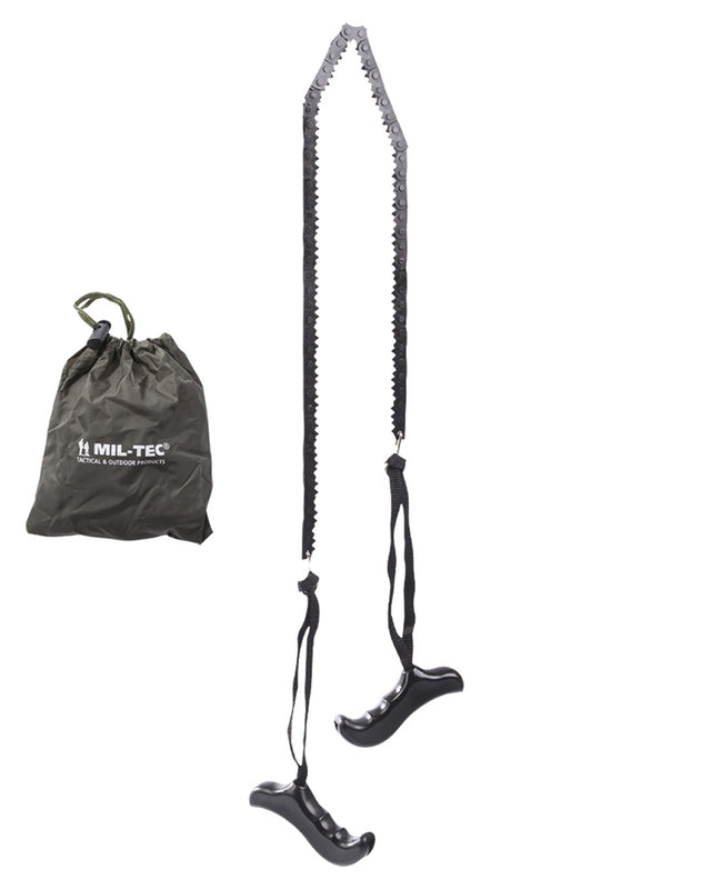 Scie à chaîne Mil-Tec 73 cm en acier 200 g avec poignées moulées et sac de transport
