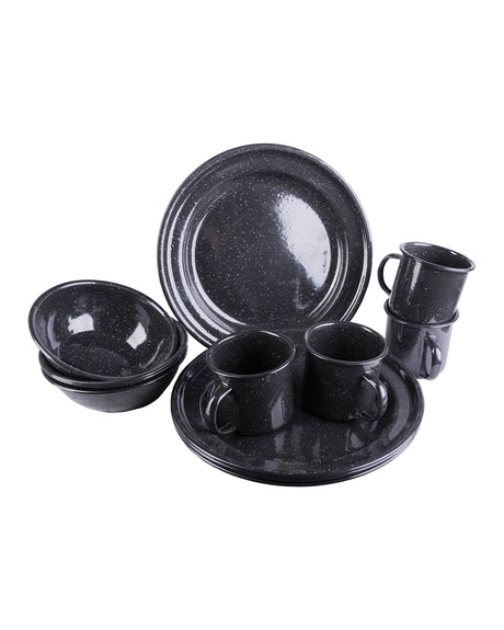 Service de table émaillé Mil-Tec 12 pièces pour quatre couverts 2,2 kg résistant au feu