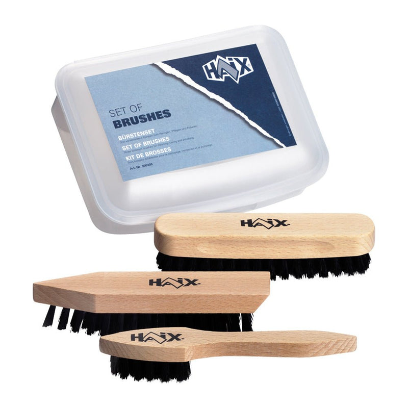 Set de brosses à chaussures Haix 3 pièces nettoyage cirage et polissage
