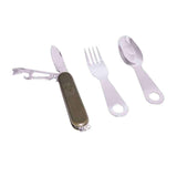 Set de couverts Mil-Tec en inox avec couteau pliant multifonctions et fourchette-cuillère