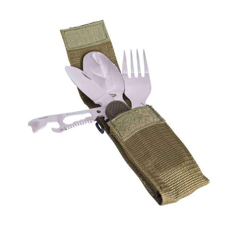 Set de couverts Mil-Tec en inox avec couteau pliant multifonctions et fourchette-cuillère