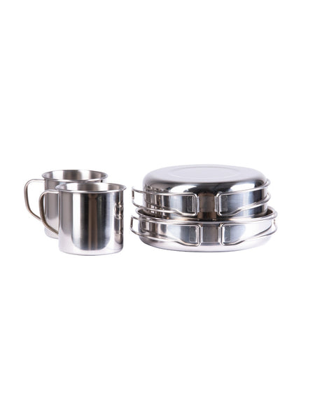 Set de cuisson Mil-Tec en acier inoxydable 8 pièces 488 g empilable avec filet de transport