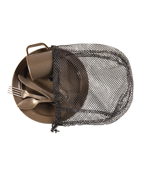 Set de repas Mil-Tec en polycarbonate assiette gobelet 200 ml et couverts 3 pièces