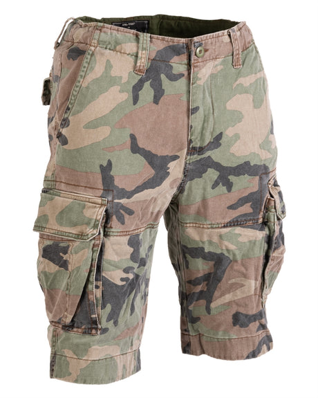 Short de combat type US Mil-Tec en coton prélavé, taille réglable et six poches