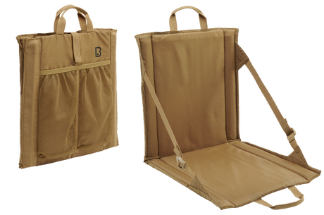 Siège pliant Brandit Foldable Seat 40 x 38 cm dossier inclinable et poche filet double