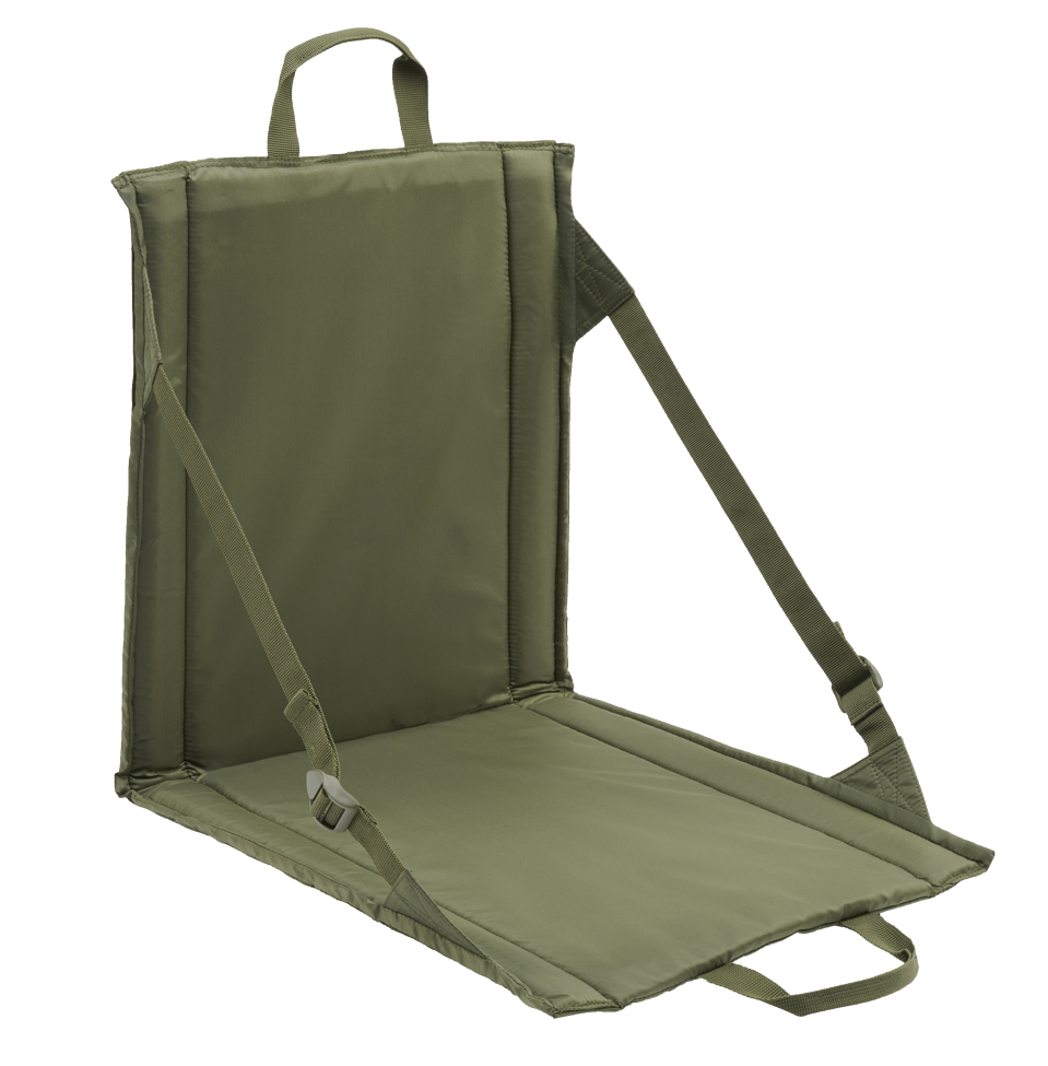 Siège pliant Brandit Foldable Seat 40 x 38 cm dossier inclinable et poche filet double