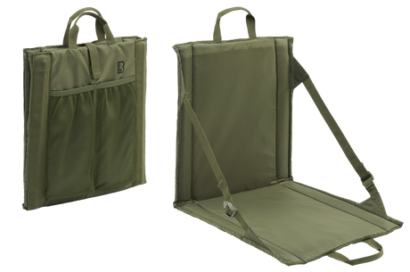 Siège pliant Brandit Foldable Seat 40 x 38 cm dossier inclinable et poche filet double