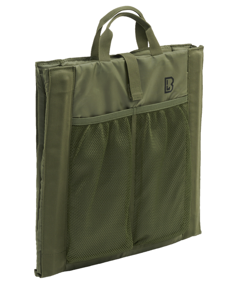 Siège pliant Brandit Foldable Seat 40 x 38 cm dossier inclinable et poche filet double