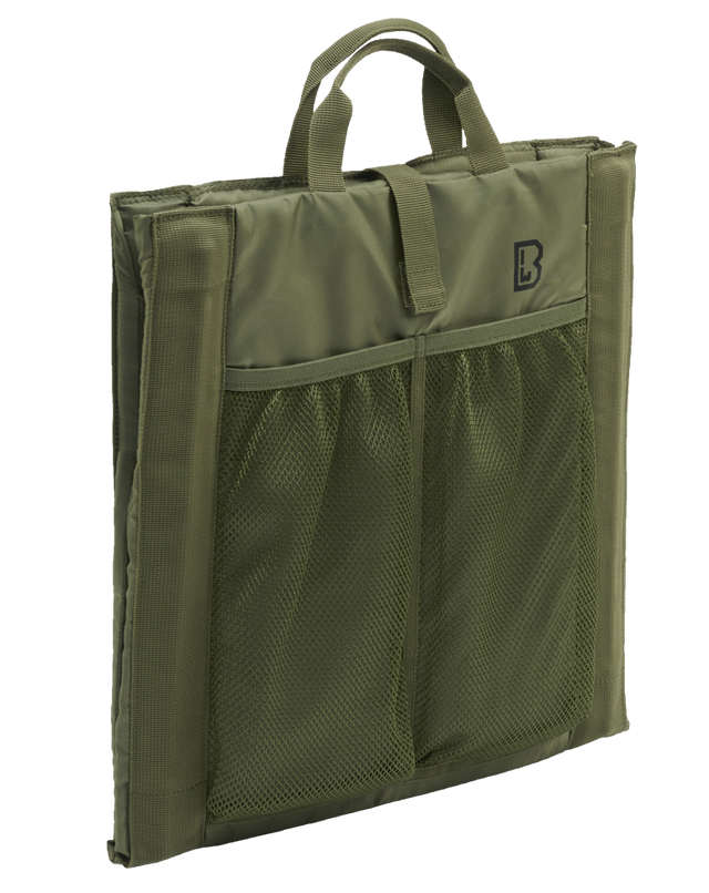 Siège pliant Brandit Foldable Seat 40 x 38 cm dossier inclinable et poche filet double